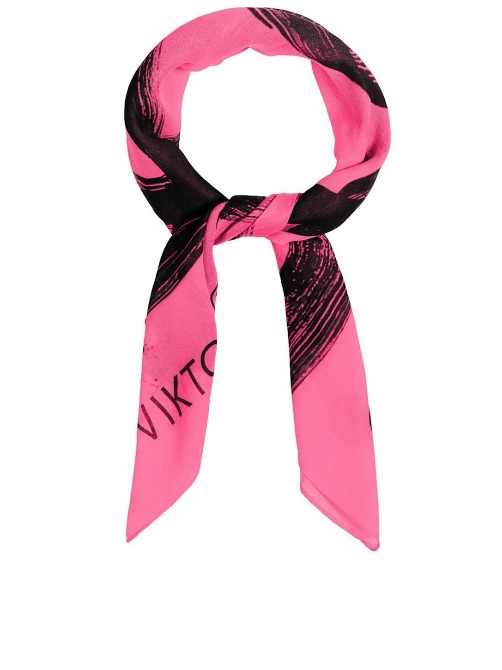 Viktor & Rolf Hot Pink and Black Brushstroke Silk Scarf